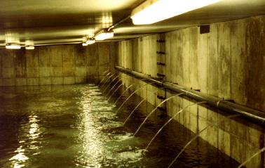 Filling the filter bed at the filtration plant