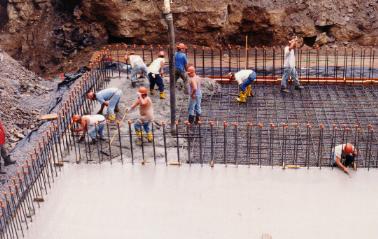 Pouring concrete for new filtration plant